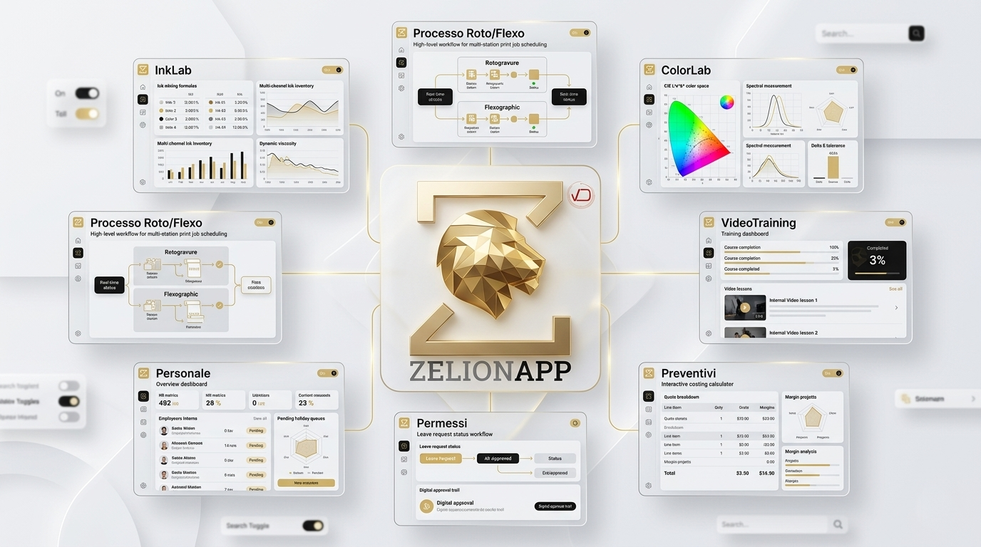 Ecosistema ZelionApp con applicazioni aziendali connesse